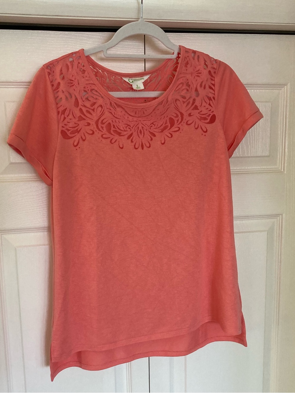 Women's Coral Laser-Cut Neck Tee